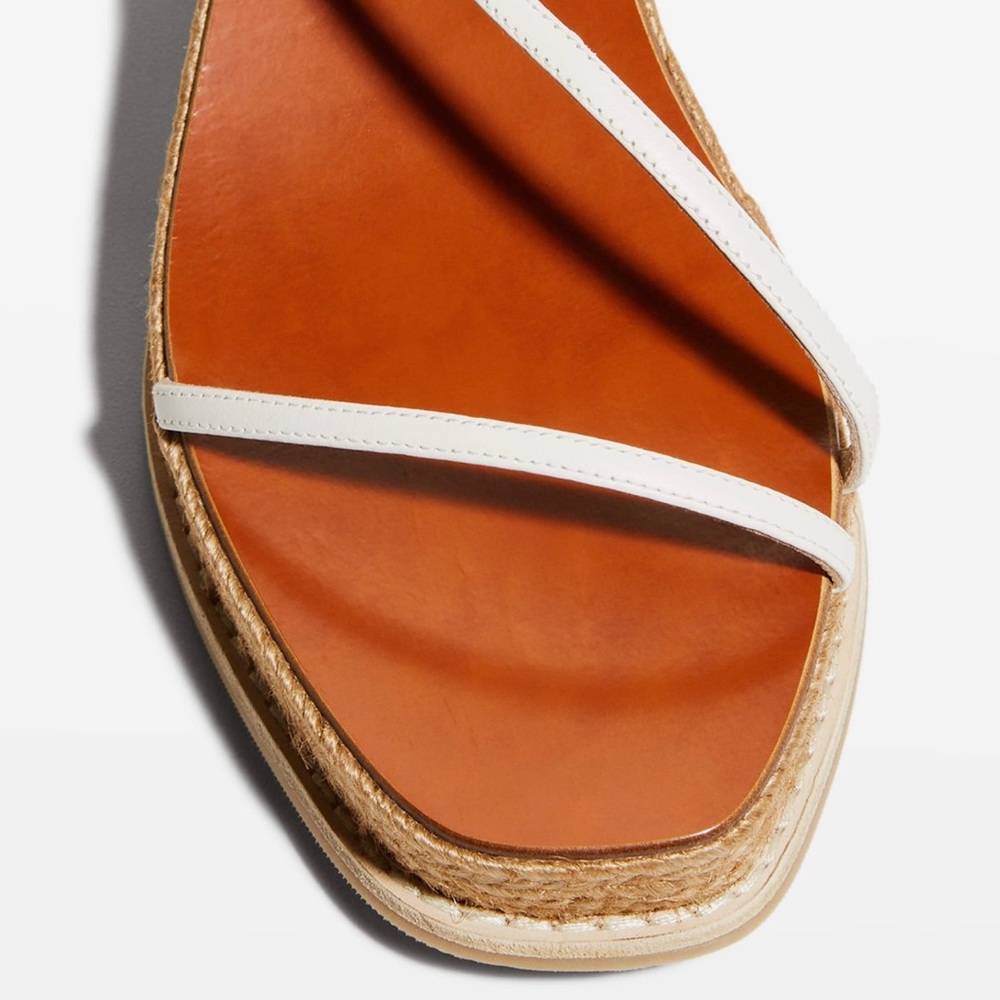 Jimmy Choo Leather Wedge Espadrille Sandal in Latte